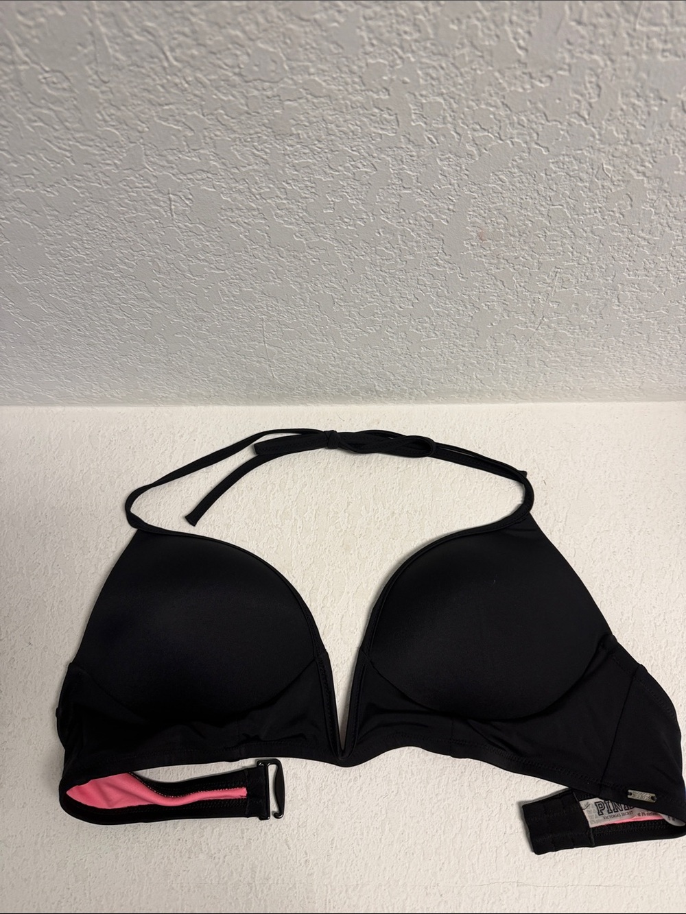NEW Victoria secret Black Women's Halter Push-Up Swim Top LG